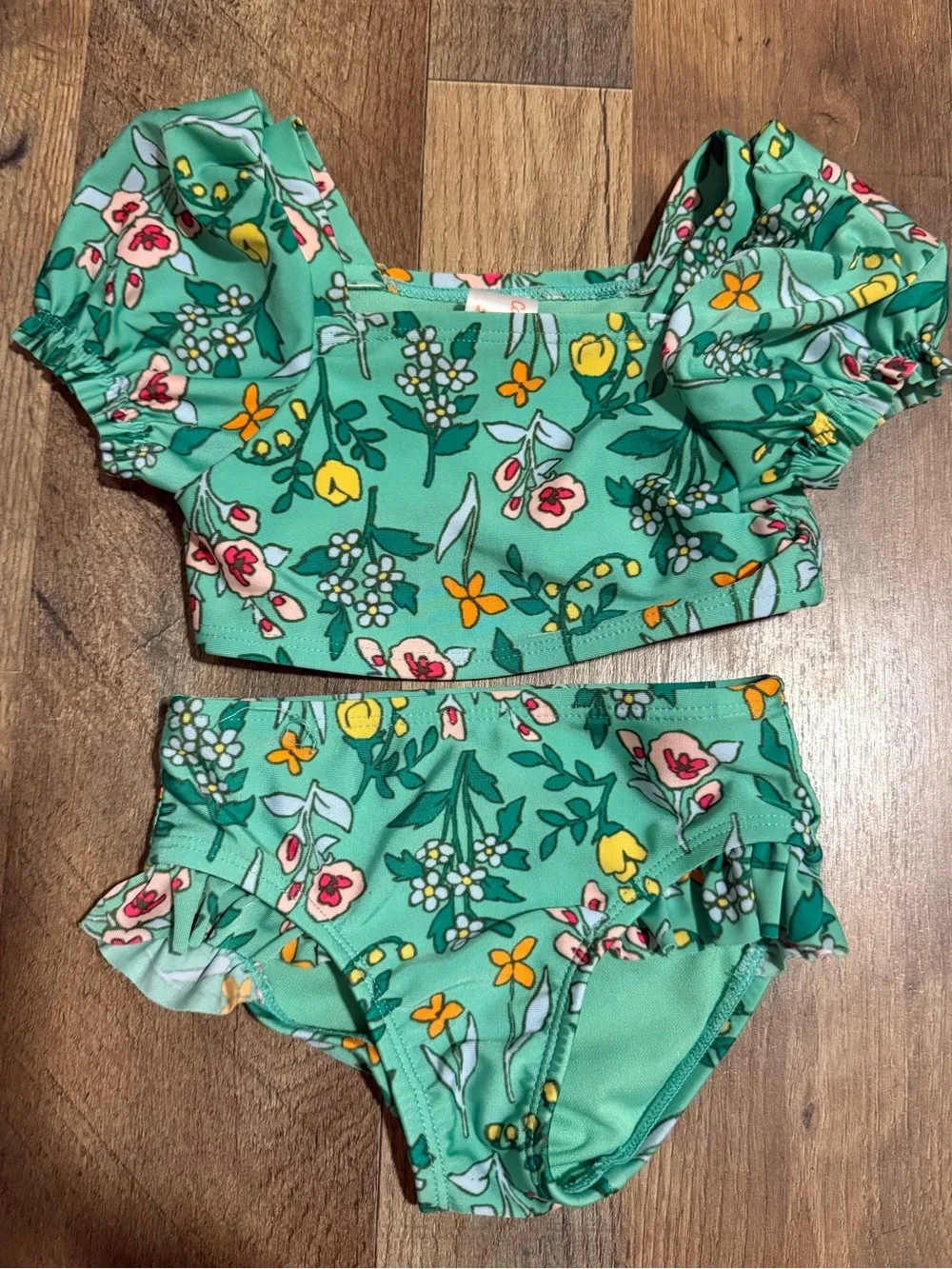 Cat&Jack 18months Green Floral Two-Piece Swimsuit Set